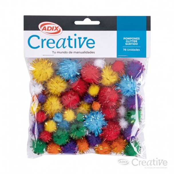 POMPOM GLITTER 2.5CM 78 PCS (APROX)