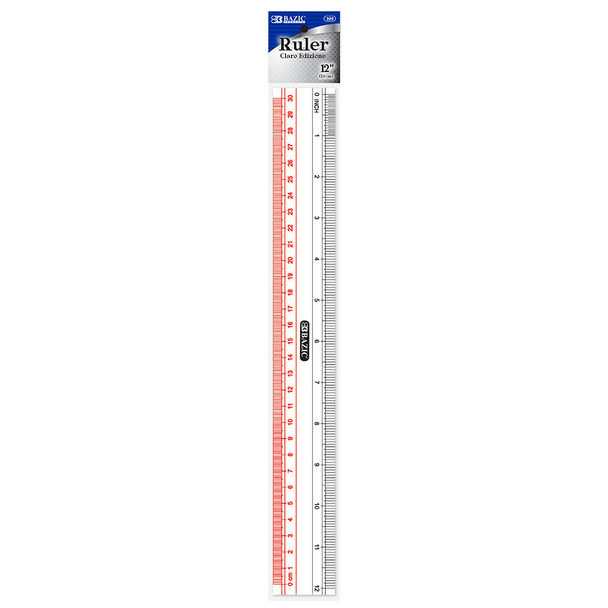 TRANSPARENT PLASTIC RULER 12"