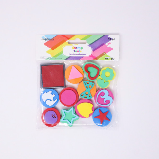 FUN SHAPE STAMP SET W/INK 11 PC