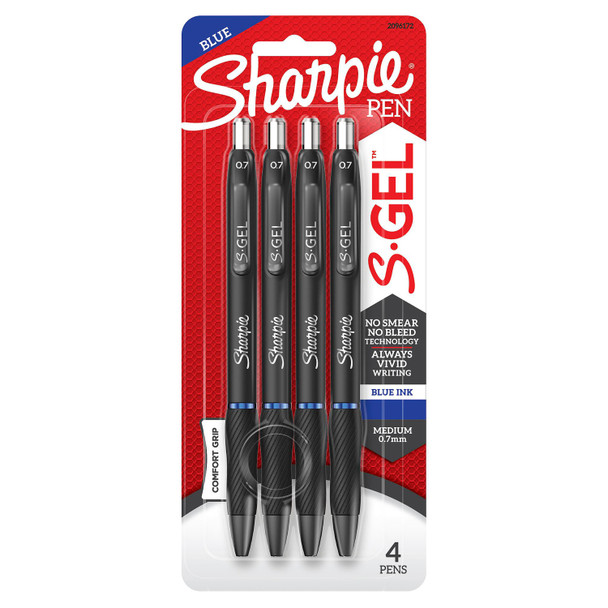 SHARPIE S.GEL 0.7MM 4CT BLUE