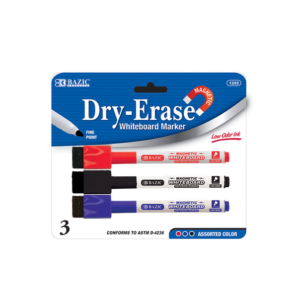 DRY ERASE MAGNETIC MARKER ASST COLOR FINE PQ.3