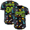 Personalized Baseball Jersey Halloween Skull Pumpkin Doodle Party Costume Ideas - Black Neon