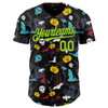 Personalized Baseball Jersey Halloween Skull Pumpkin Doodle Party Costume Ideas - Black Neon