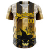 Personalized Baseball Jersey Halloween Spooky Pumpkin Stripe - Black Yellow