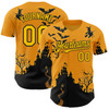 Personalized Baseball Jersey Halloween Spooky Pumpkin Bat - Yellow Black
