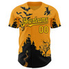 Personalized Baseball Jersey Halloween Spooky Pumpkin Bat - Yellow Black