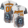 Personalized Baseball Jersey Halloween Spooky Pumpkin - White Bay Orange Gray