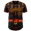 Personalized Baseball Jersey Halloween Spooky Pumpkin Stripe - Black Bay