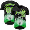 Personalized Baseball Jersey Halloween Spooky Zombies Scratch - Black Aurora Green