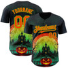 Personalized Baseball Jersey Halloween Spooky Pumpkin - Black Orange