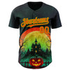 Personalized Baseball Jersey Halloween Spooky Pumpkin - Black Orange