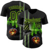 Personalized Baseball Jersey Halloween Spooky Pumpkin Scratch - Black Neon Green