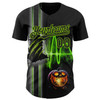 Personalized Baseball Jersey Halloween Spooky Pumpkin Scratch - Black Neon Green