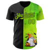 Personalized Baseball Jersey Halloween Spooky Pumpkin - Black Neon Green