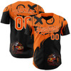 Personalized Baseball Jersey Halloween Spooky Pumpkin Graffiti - Orange Black