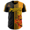 Personalized Baseball Jersey Halloween Spooky Pumpkin Stripe - Yellow Black