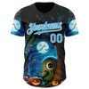 Personalized Baseball Jersey Halloween Spooky Pumpkin - Black Sky Blue