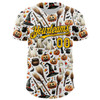 Personalized Baseball Jersey Halloween Spooky Pumpkin - White Yellow