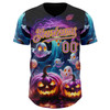 Personalized Baseball Jersey Halloween Spooky Pumpkin - Black Medium Purple