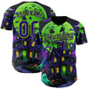 Personalized Baseball Jersey Halloween Spooky Pumpkin Bat - Black Dark Purple