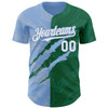 Personalized Baseball Jersey Graffiti Pattern Scratch - White Kelly Green Light Blue