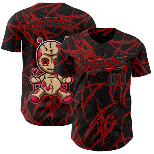 Personalized Baseball Jersey Halloween Horror Night Trick Treat Party Costume Ideas - Black Red