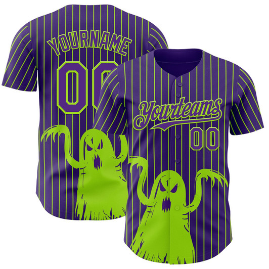 Personalized Baseball Jersey Halloween Spooky Party Costume Ideas - Purple Neon Green