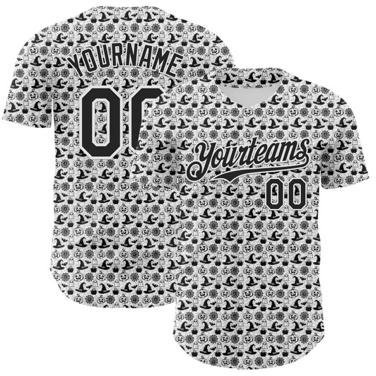 Personalized Baseball Jersey Halloween Pumpkin Doodle Party Costume Ideas - White Black