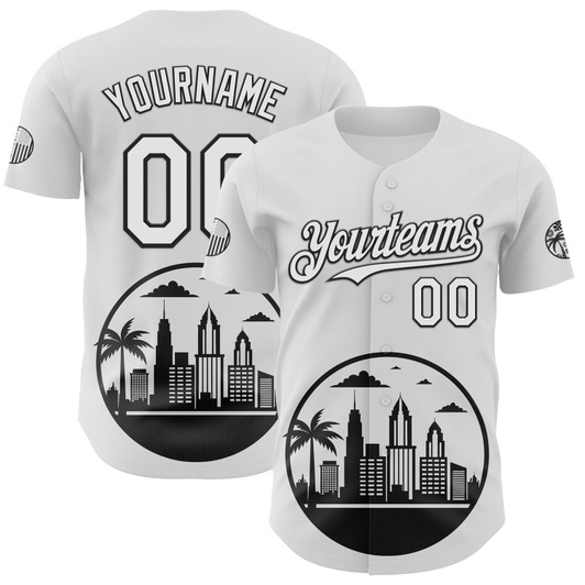 Personalized Baseball Jersey Urban City Edition Sports - White Black