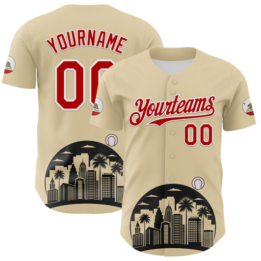 Personalized Baseball Jersey Urban City Edition Sports - Cream Red