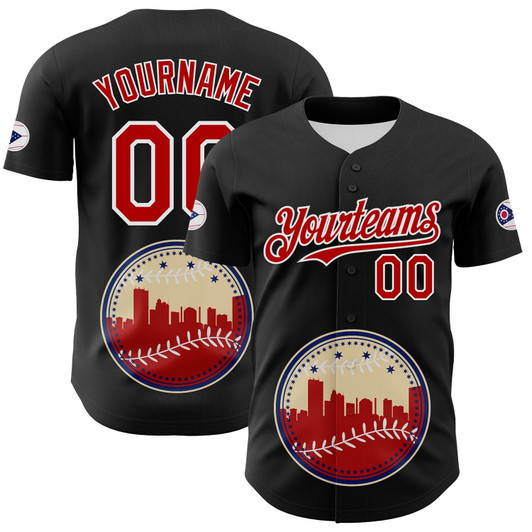 Personalized Baseball Jersey Urban City Edition Sports - Black Red