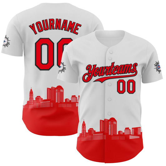 Personalized Baseball Jersey Urban City Edition Sports - White Fire Red