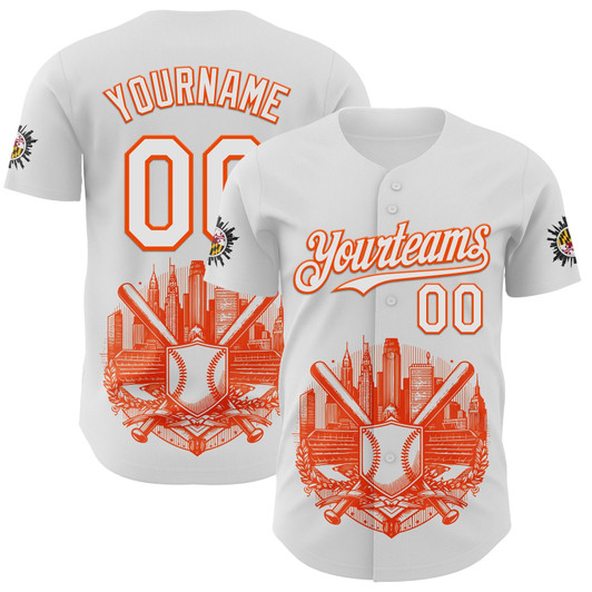 Personalized Baseball Jersey Urban City Edition Sports - White Orange