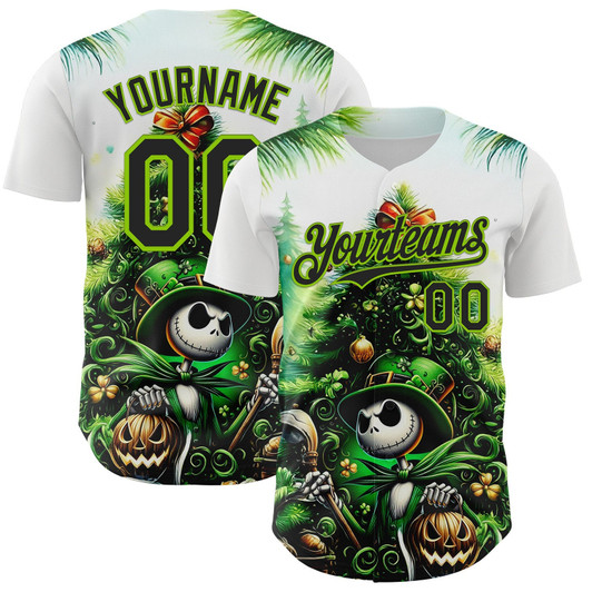 Personalized Baseball Jersey Halloween Spooky Pumpkin - White Black