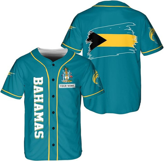 Personalized Bahamas 3D Baseball Jersey - Custom Name