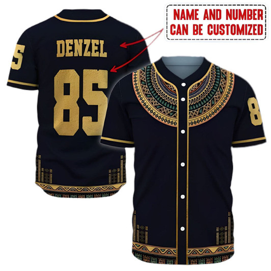 Personalized Dashiki Juneteenth 3D Baseball Jersey - Custom Name & Number