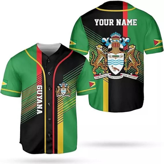 Personalized Guyana Flag Baseball Jersey - Custom Name