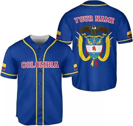 Customized Colombia Flag 3D Baseball Jersey - Custom Name
