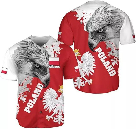 Personalized Polska 3D Baseball Jersey - Custom Name