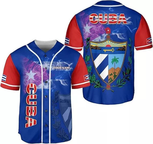 Personalized Cuba Flag 3D Baseball Jersey - Custom Name