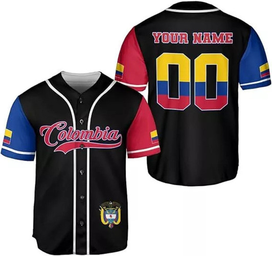 Personalized Colombia Flag 3D Baseball Jersey - Custom Name & Number