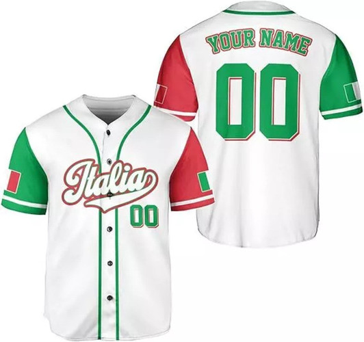 Personalized Italy 3D Baseball Jersey - Custom Name & Number