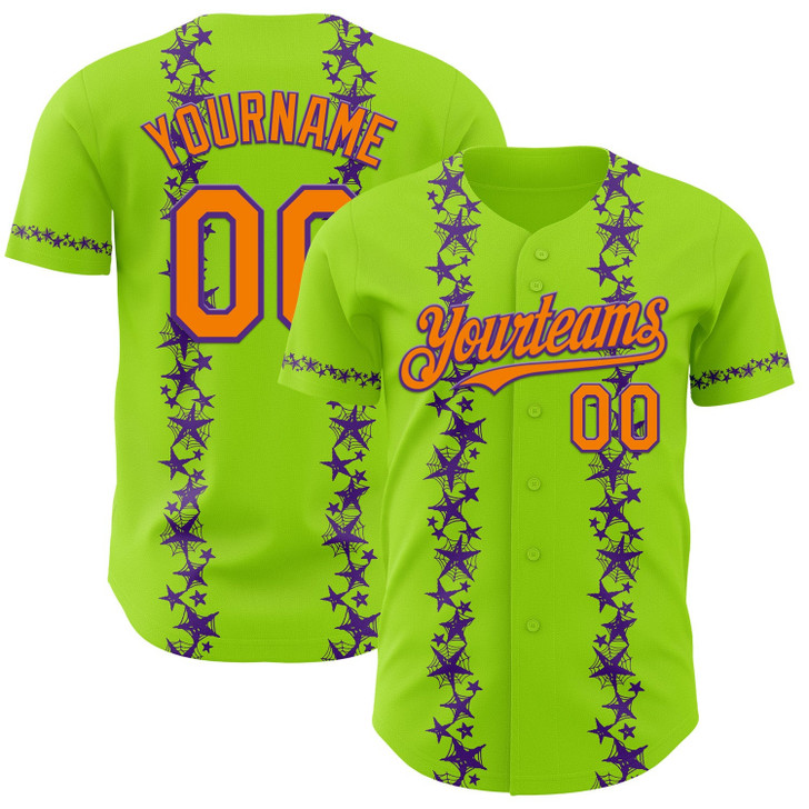 Personalized Baseball Jersey Halloween Spider Net Party Costume Ideas - Neon Green