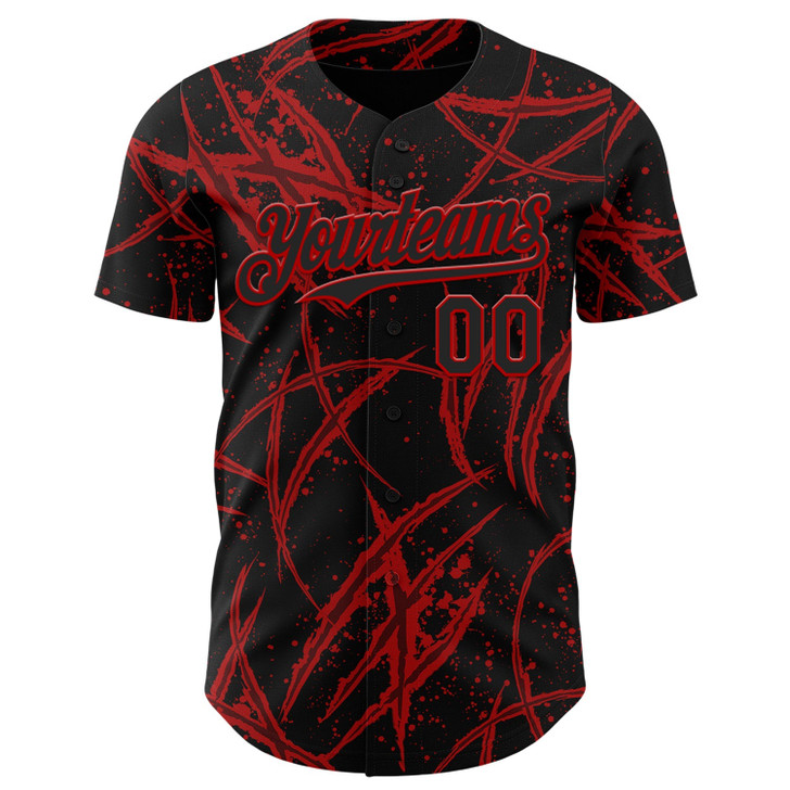 Personalized Baseball Jersey Halloween Horror Night Trick Treat Party Costume Ideas - Black Red