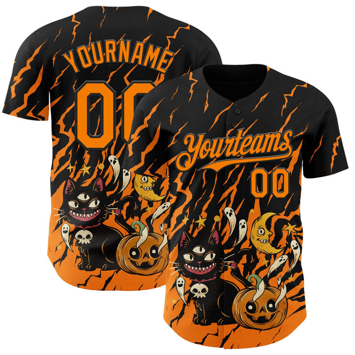 Personalized Baseball Jersey Halloween Pumpkin Scary Doodle Party Costume Ideas - Black Bay