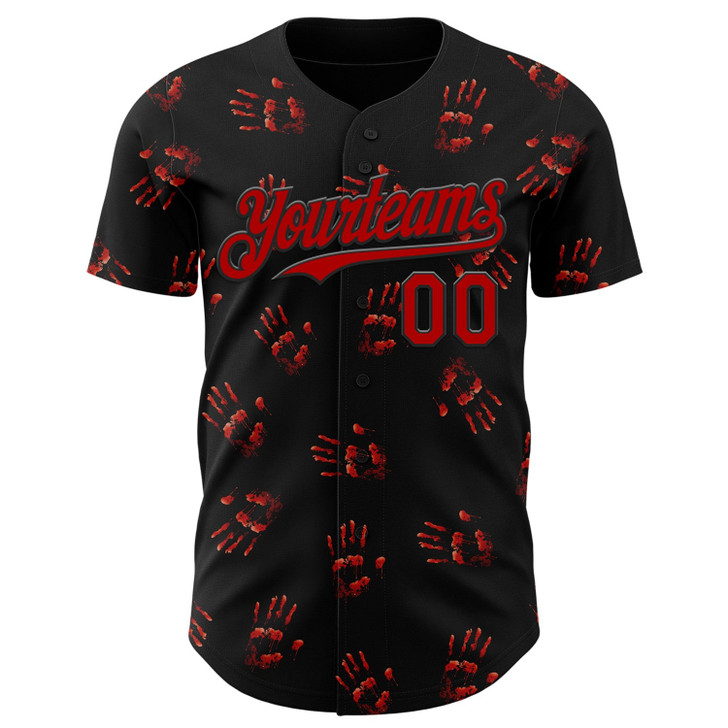 Personalized Baseball Jersey Halloween Skull Horror Night Trick Treat Party Costume Ideas - Black Red