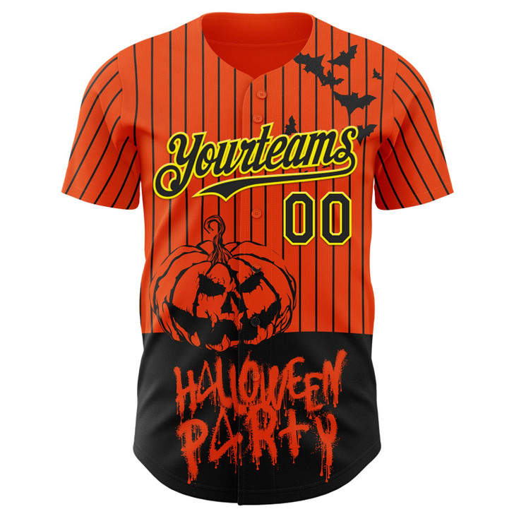 Personalized Baseball Jersey Halloween Pumpkin Party Costume Ideas - Orange Black Yellow