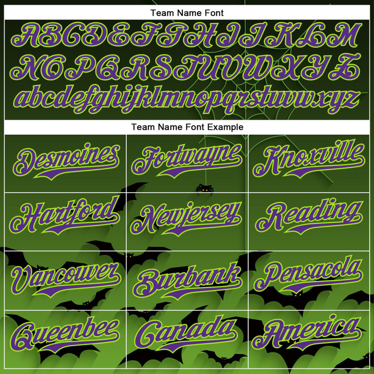 Personalized Baseball Jersey Halloween Spider Net Bats Party Costume Ideas - Green Purple