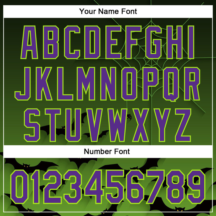 Personalized Baseball Jersey Halloween Spider Net Bats Party Costume Ideas - Green Purple