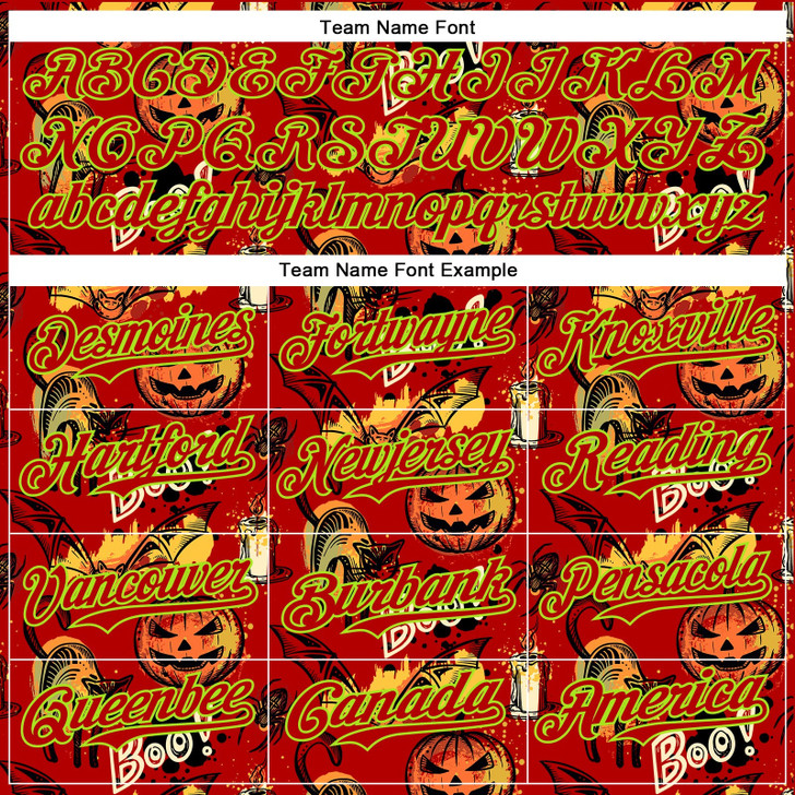 Personalized Baseball Jersey Halloween Pumpkin Doodle Party Costume Ideas - Red Neon Green